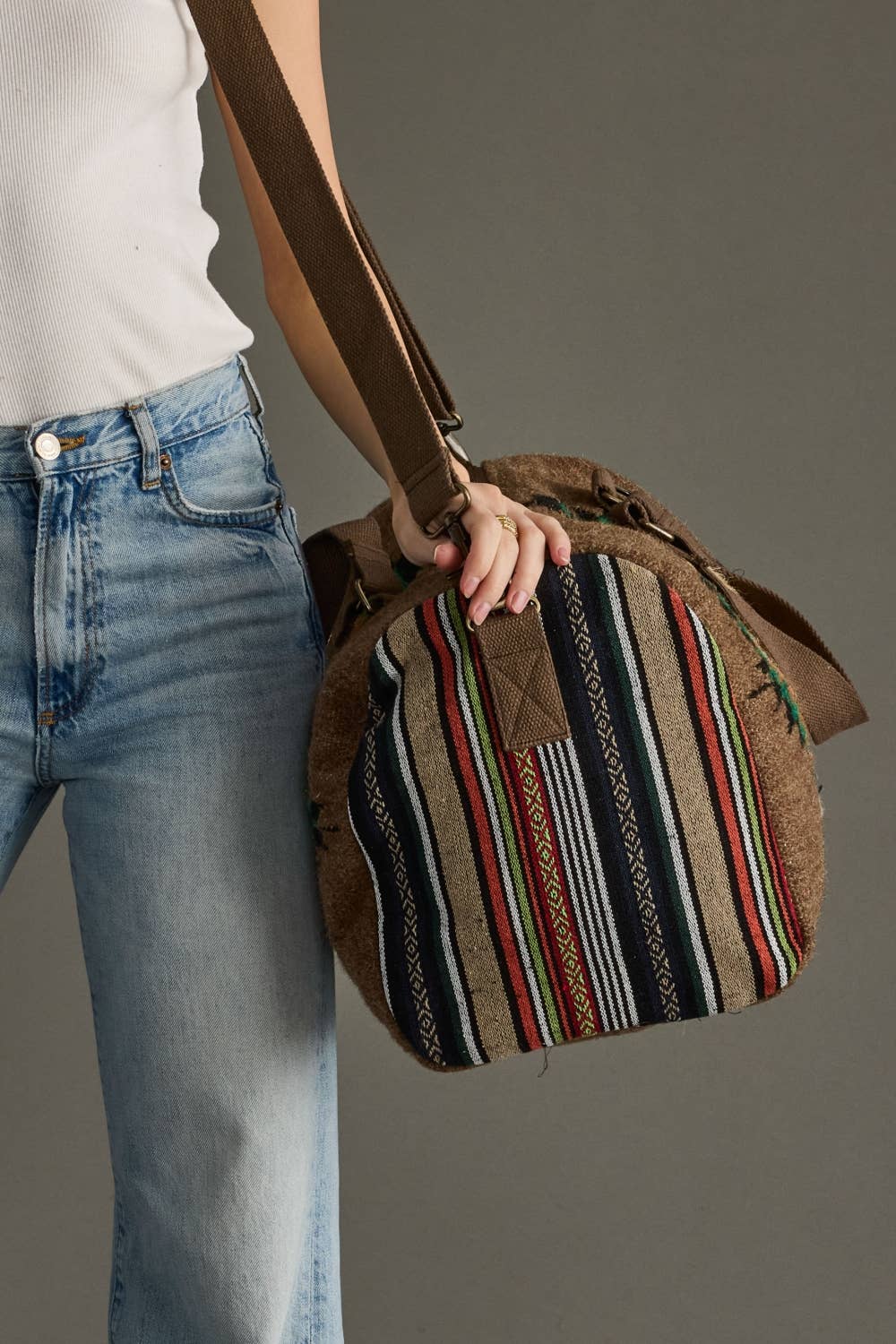 Brown & Multicolored Western Duffel