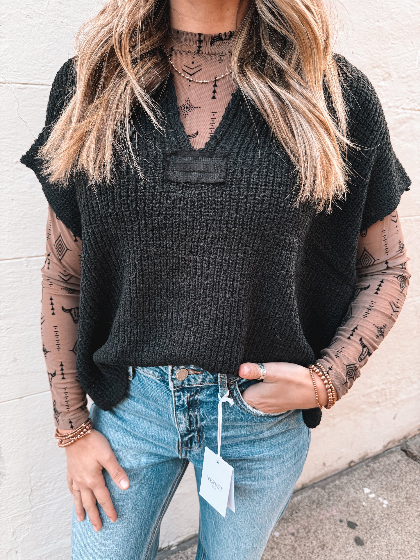 Cow Head Aztec Mesh Shirt
