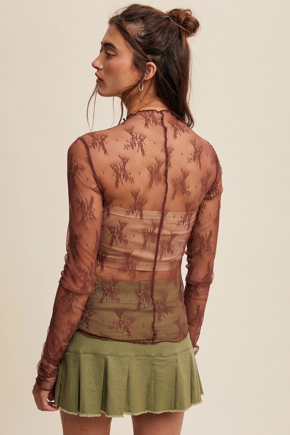 Sheer Lace Long-Sleeve