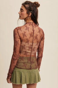 Sheer Lace Long-Sleeve