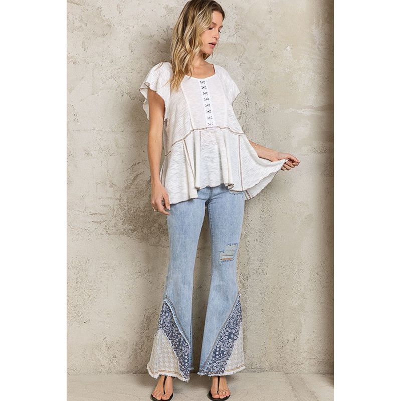 White Hooked Babydoll Top