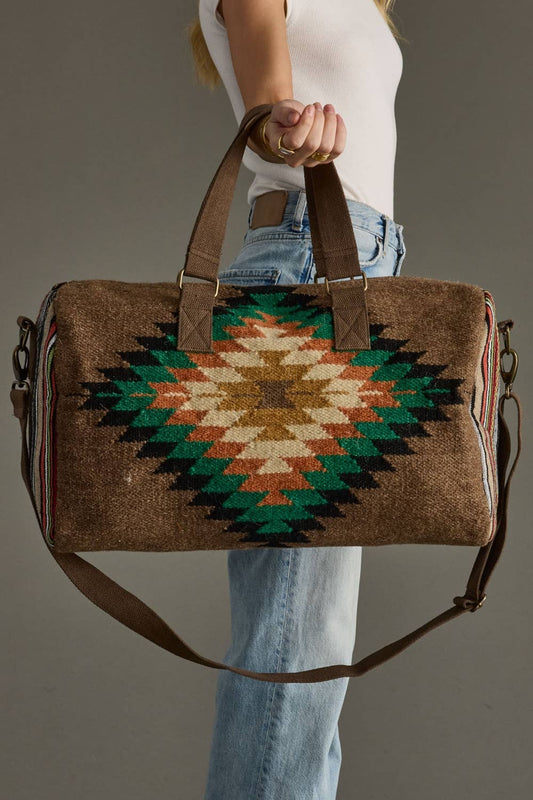 Brown & Multicolored Western Duffel