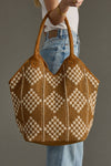 Brown & Cream Diamond Pattern Tote