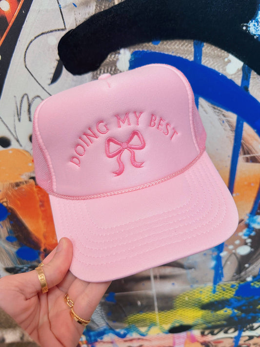 Doing My Best Bow Embroidered Hat