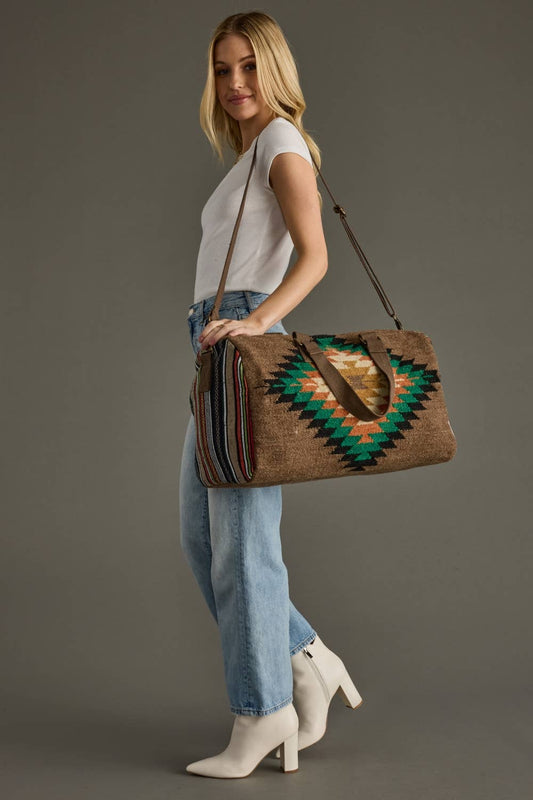 Brown & Multicolored Western Duffel