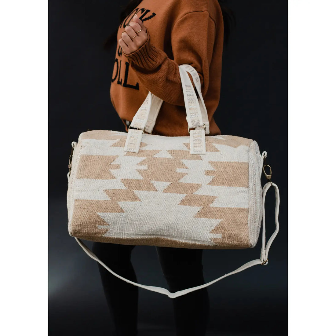 Tan & Cream Aztec Duffle Bag