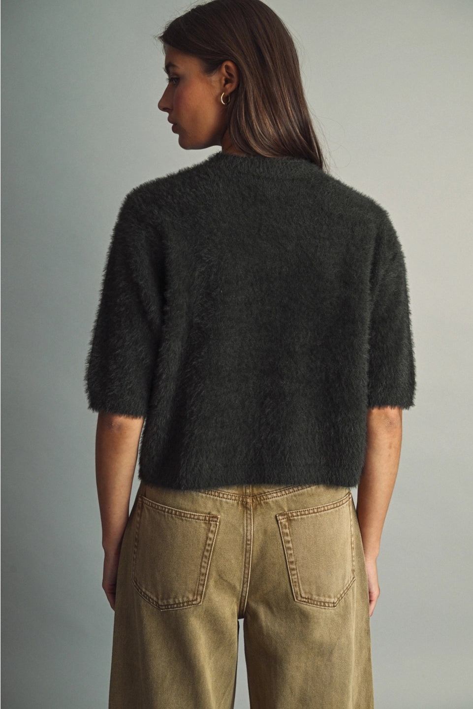Fluffy Cropped Sweater Top, alternate view