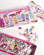 Western Cowgirl Boots - 400 Piece Panoramic Jigsaw Puzzle