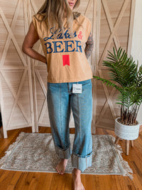 Lakes & Beer Boxy Muscle Crop Tee
