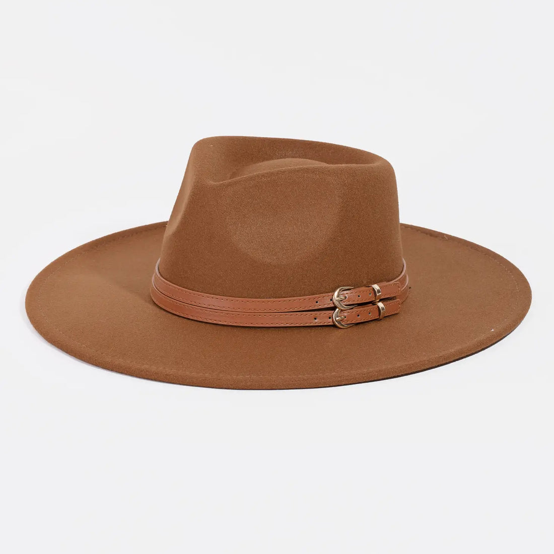 Light Brown Double Belt Strap Hat