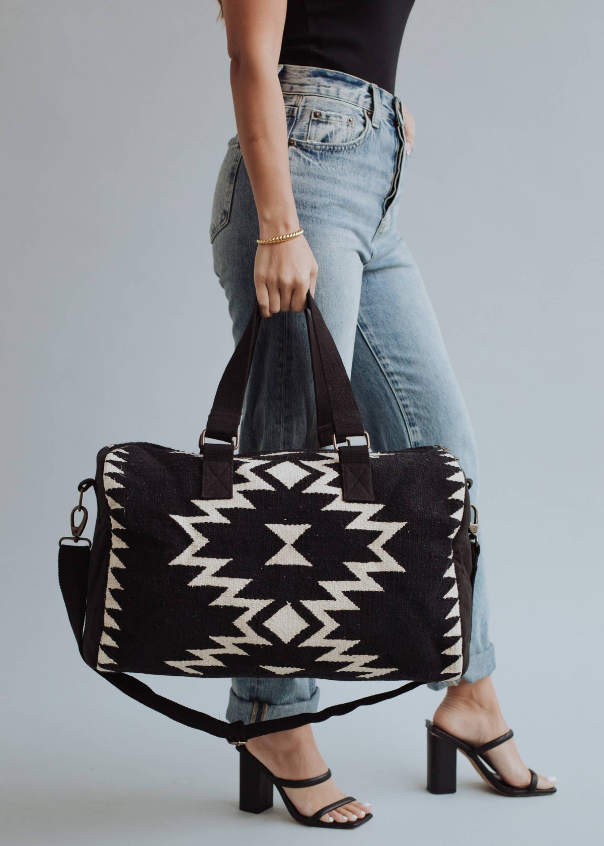 Black & Cream Aztec Duffel