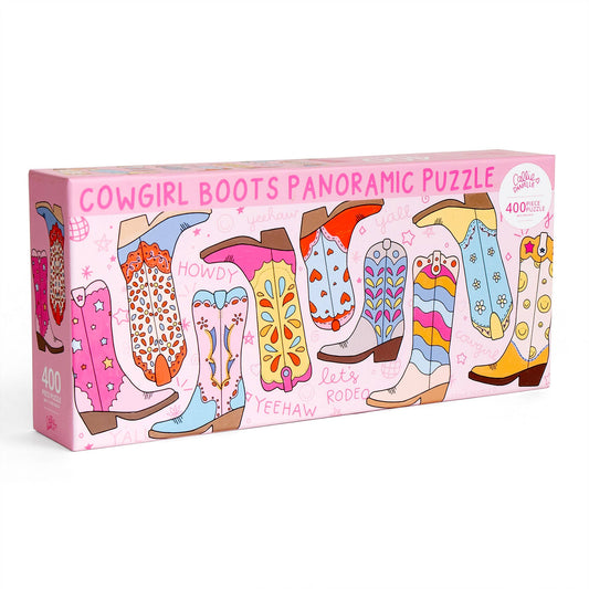 Western Cowgirl Boots - 400 Piece Panoramic Jigsaw Puzzle