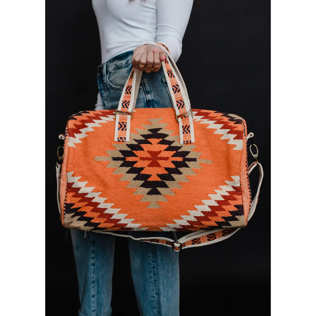Orange & Red Aztec Weekender Bag