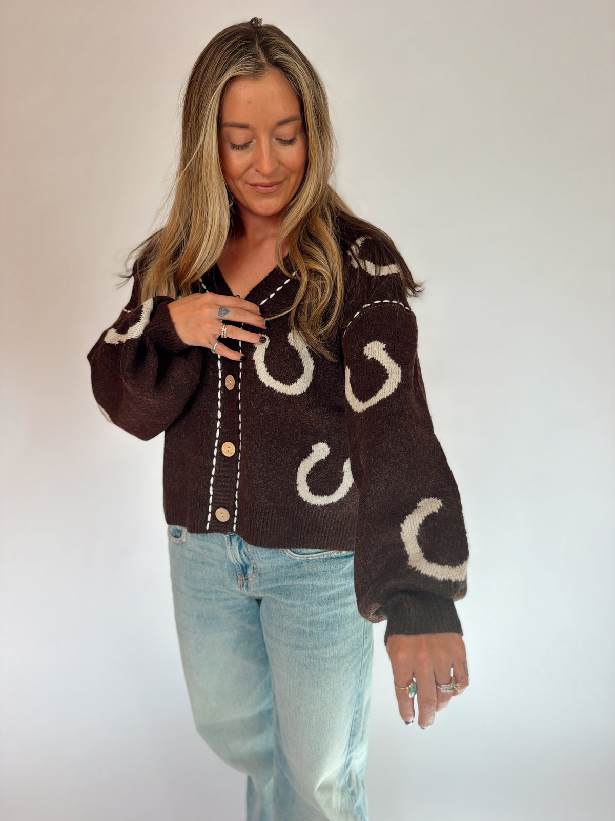 Lucky Horseshoe Stitched Cardigan