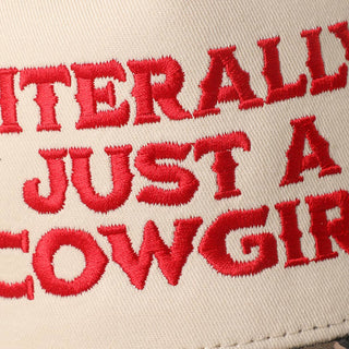 LITERALLY JUST A COWGIRL Leopard Trucker Hat: LEOPARD-RED / One Size