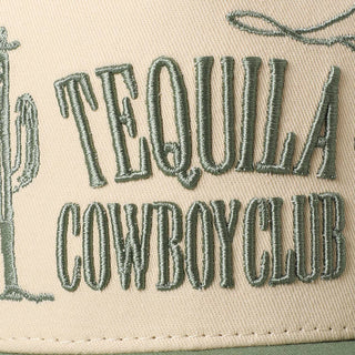 TEQUILA COWBOY CLUB 3D Embroidery Two-Tone Trucker Hat: SAGE / ONE SIZE