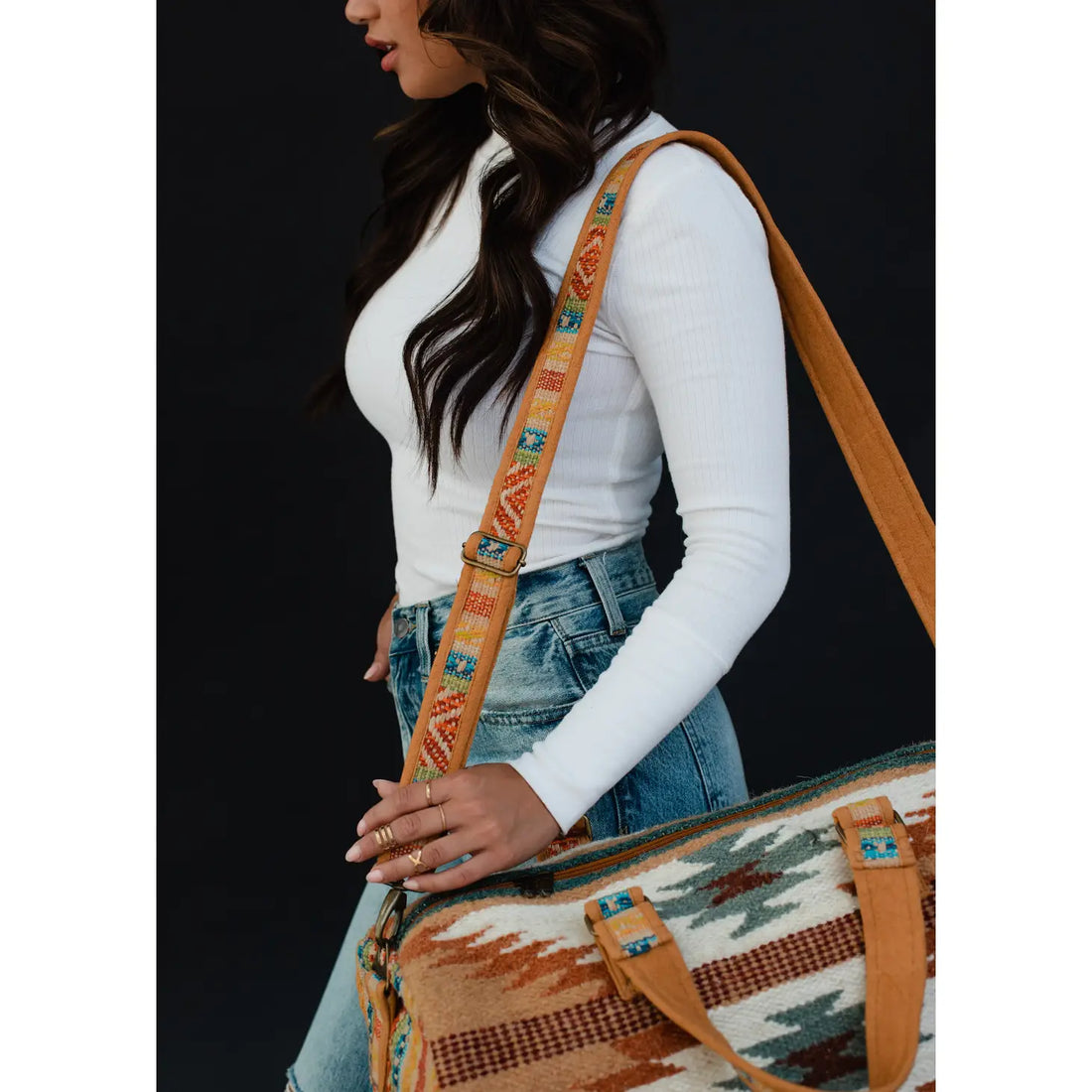 Brown, Rust, Teal & Cream Aztec Duffle