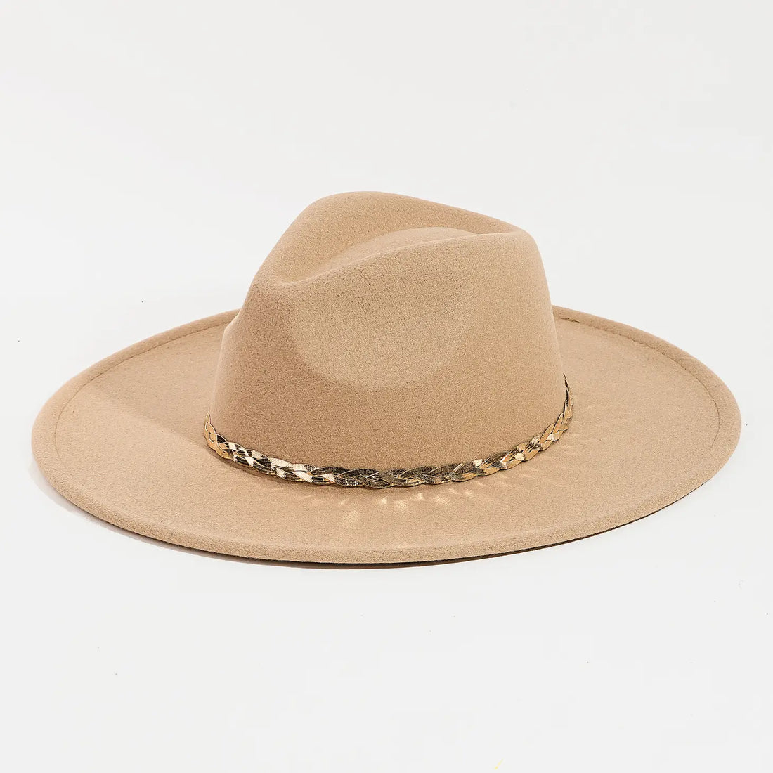 Tan Fall Hat With Gold Chain
