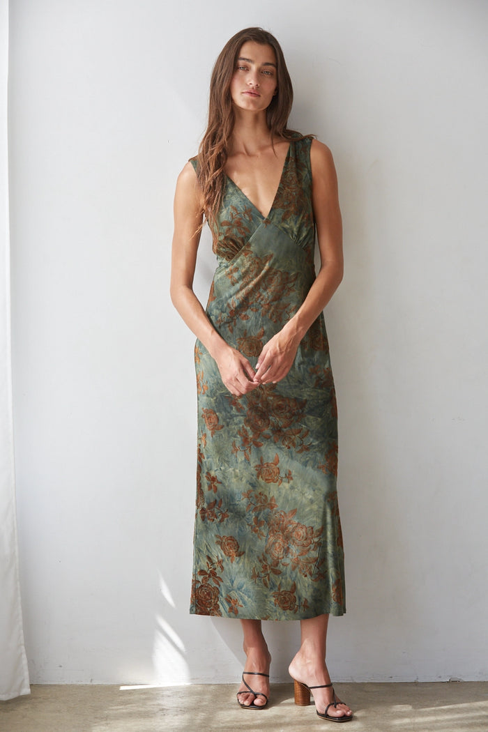 Autumn Romance Floral Midi Dress at Sage Lush Boutique