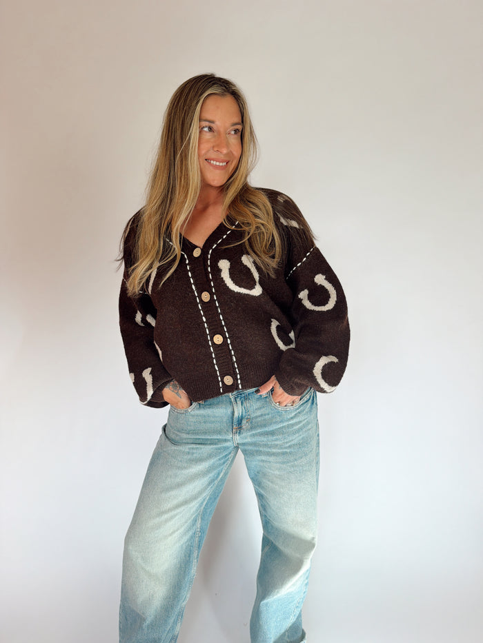 Lucky Horseshoe Stitched Cardigan