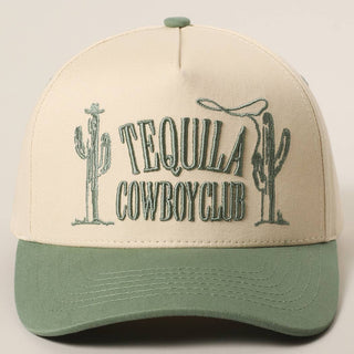 TEQUILA COWBOY CLUB 3D Embroidery Two-Tone Trucker Hat: SAGE / ONE SIZE