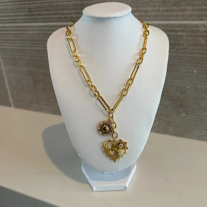 Sun & Heart Pendant Necklace