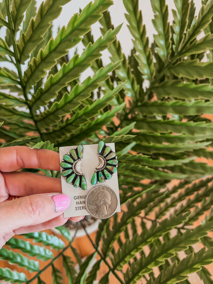 HALF MOON TURQUOISE CLUSTER EARRINGS