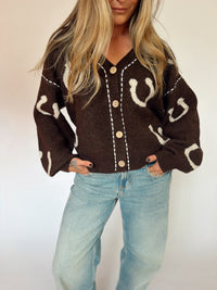 Lucky Horseshoe Stitched Cardigan