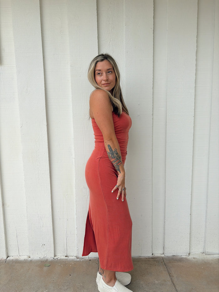 Basic Ribbed Midi Tube Dress