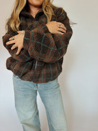 Fireside Plaid Sherpa Zip Jacket