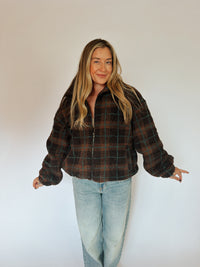 Fireside Plaid Sherpa Zip Jacket