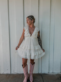 Ruffle V-Neck Tiered Mini Dress