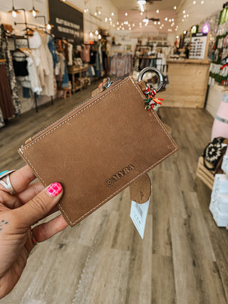 White & Yellow Cowhide Credit Card Holder