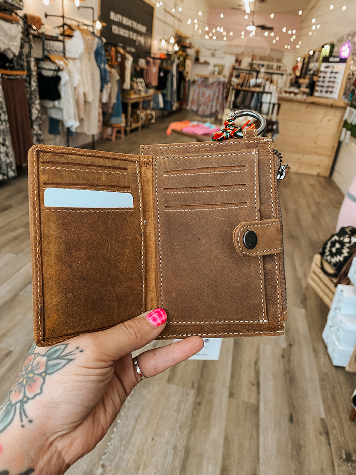 White & Yellow Cowhide Credit Card Holder