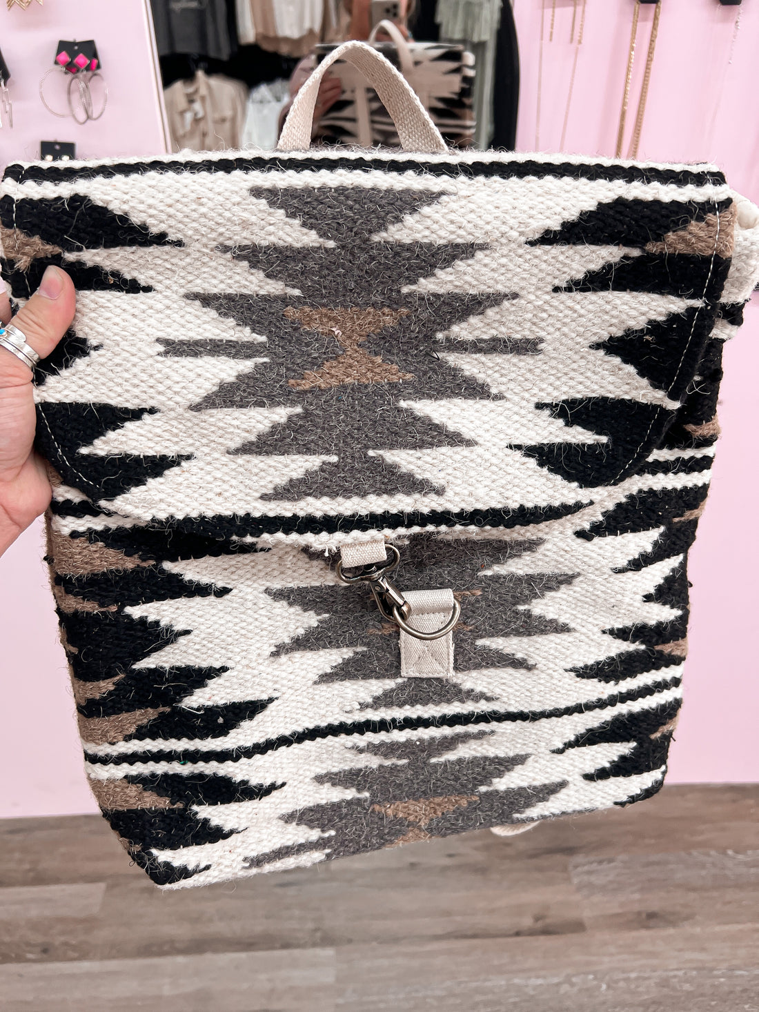 Cream & Black Aztec Backpack