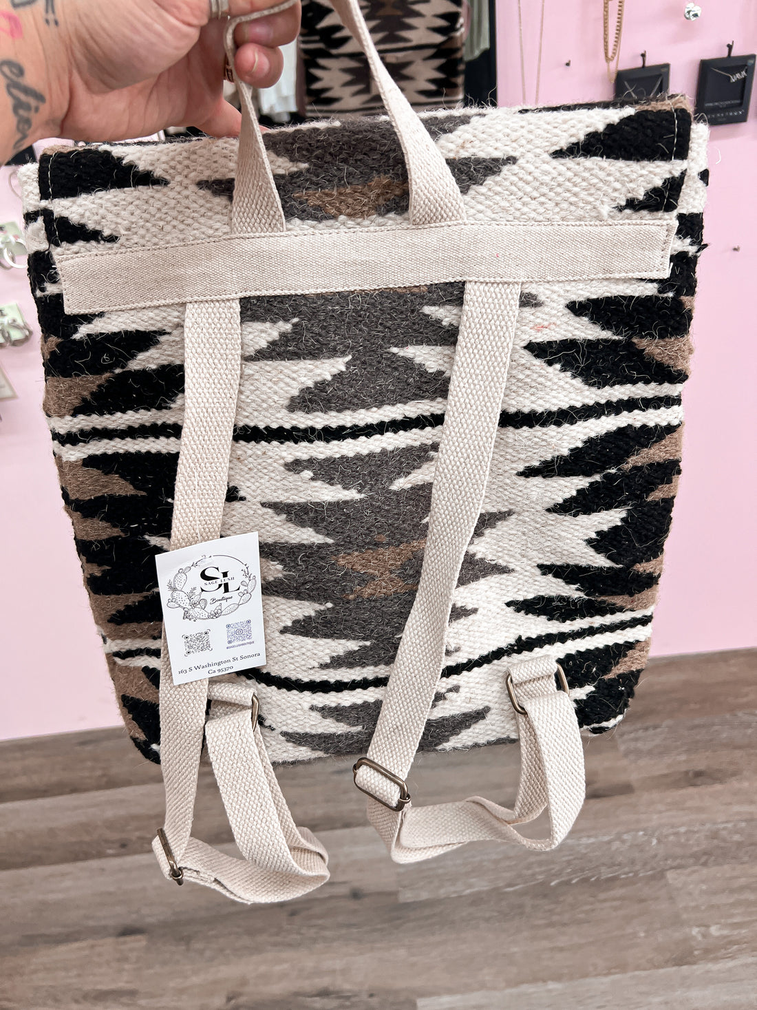 Cream & Black Aztec Backpack