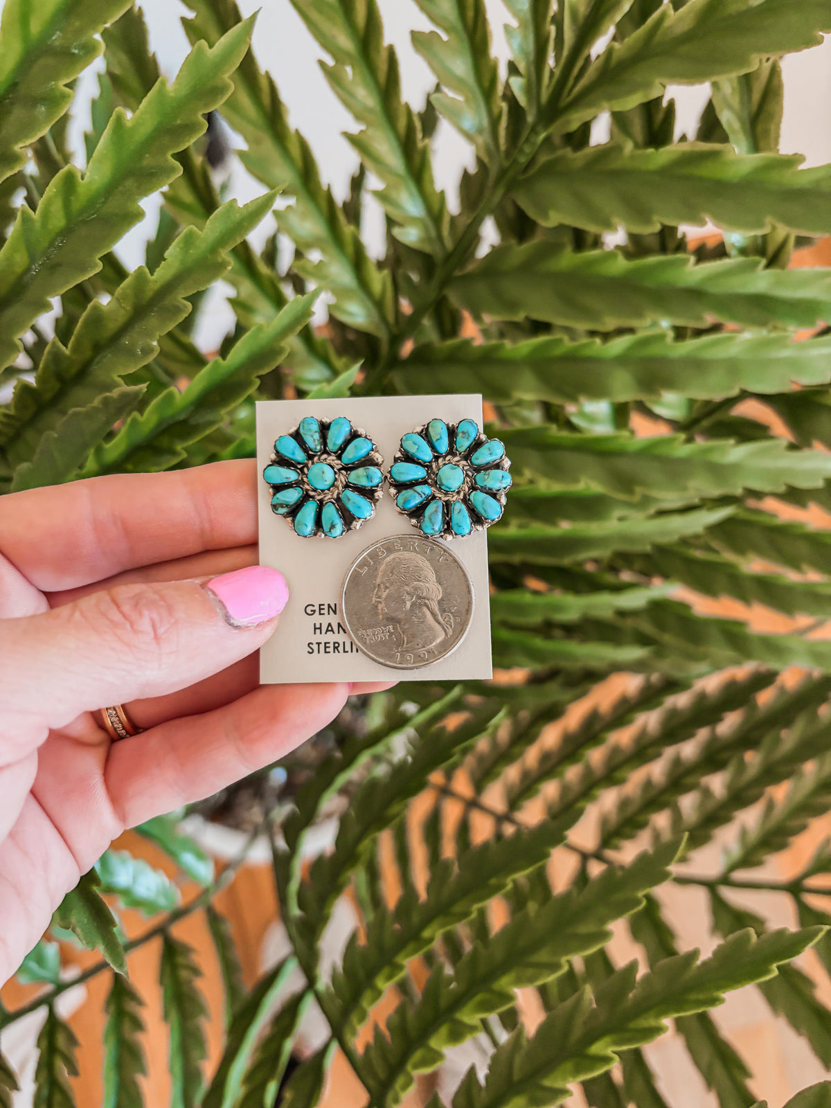 Turquoise Floral Cluster Earrings