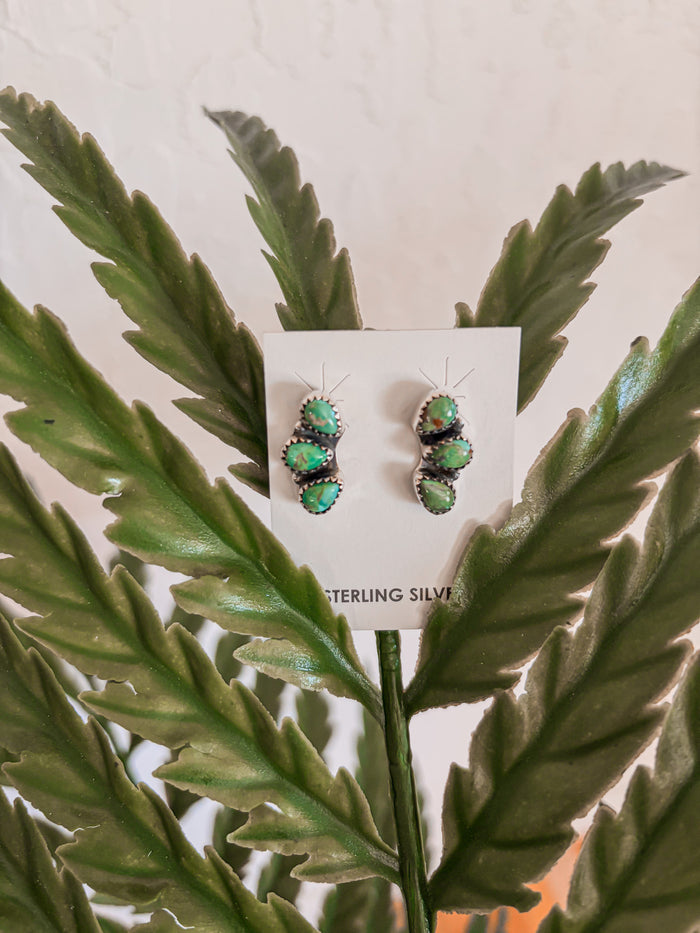 Turquoise Tear Drop Cluster Earrings