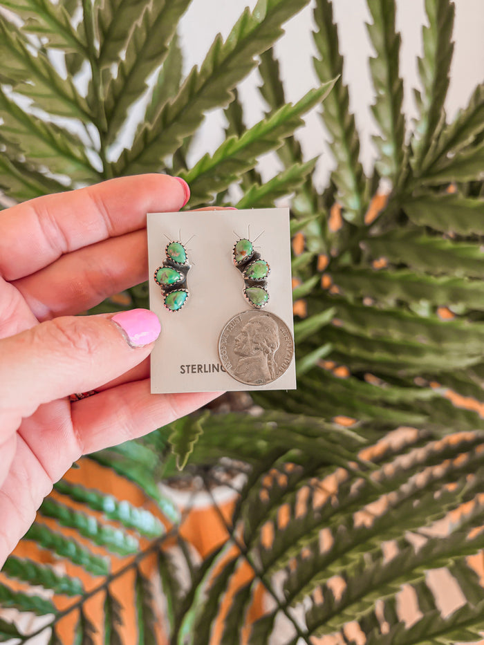 Turquoise Tear Drop Cluster Earrings