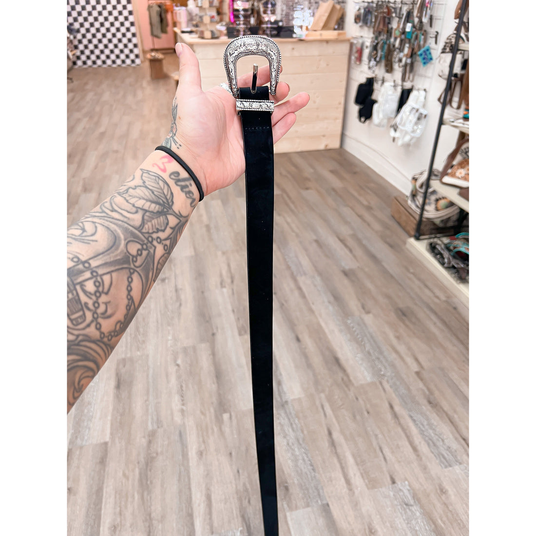 Black Suede Western Belt
