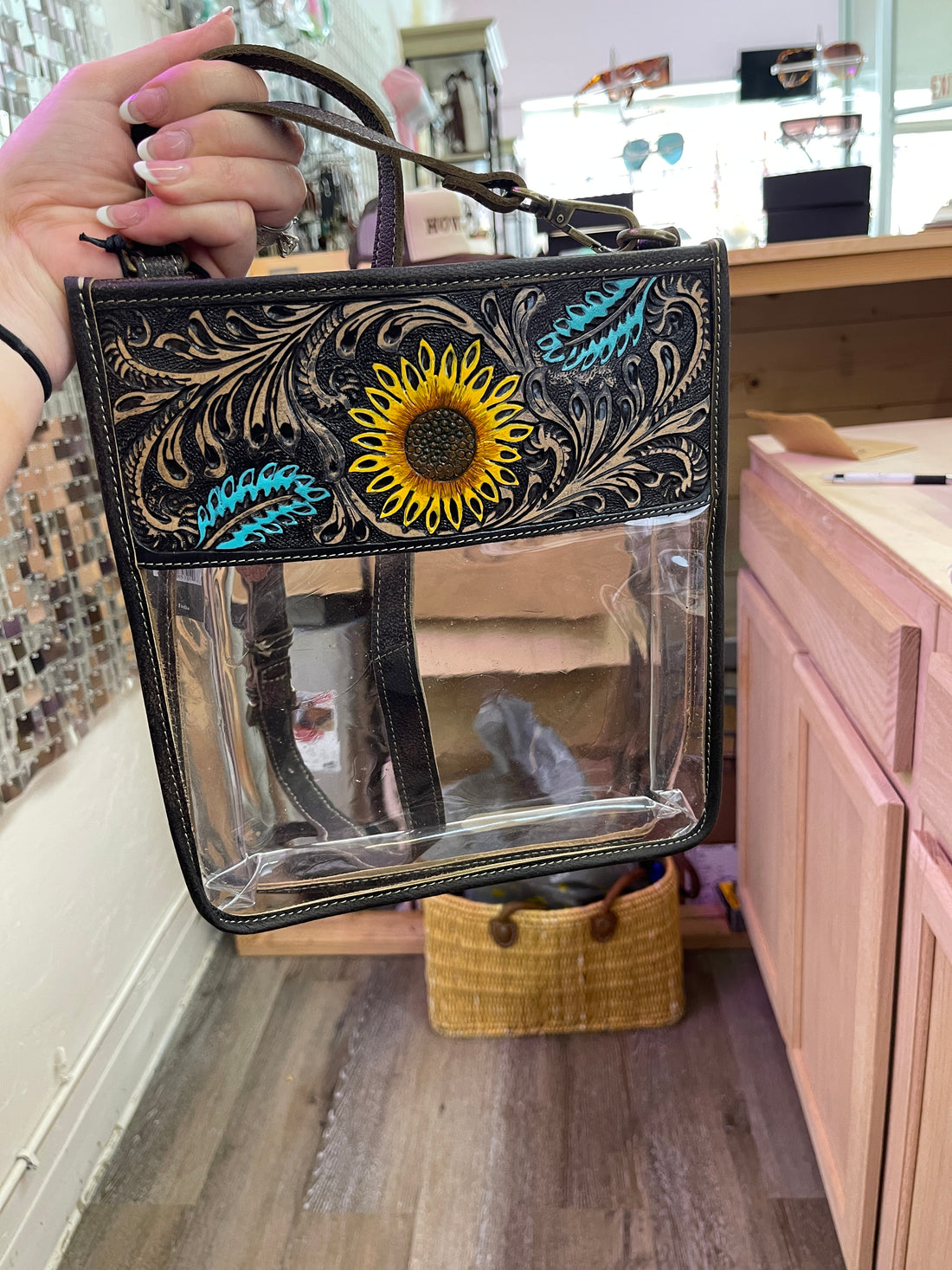 Tooled Sunflower Clear Bag