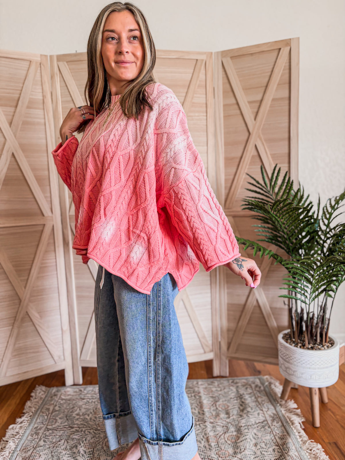 Slouchy Coral/pink Amber Sweater
