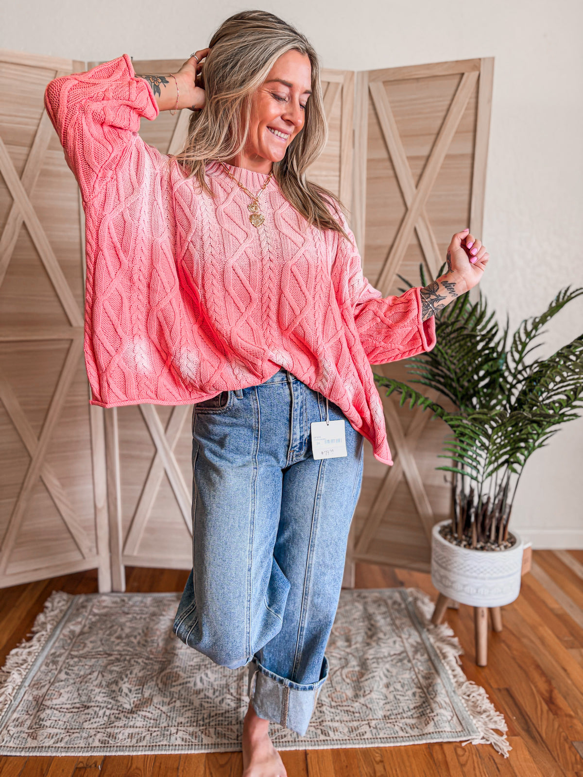 Slouchy Coral/pink Amber Sweater