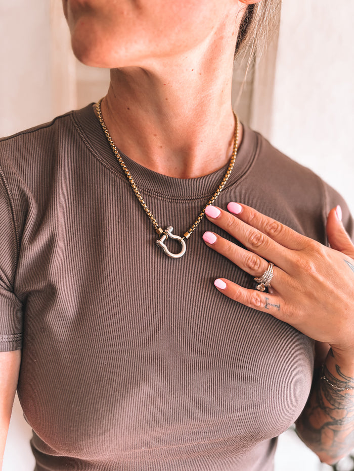 Chunky Box Chain With Horsebit Necklace