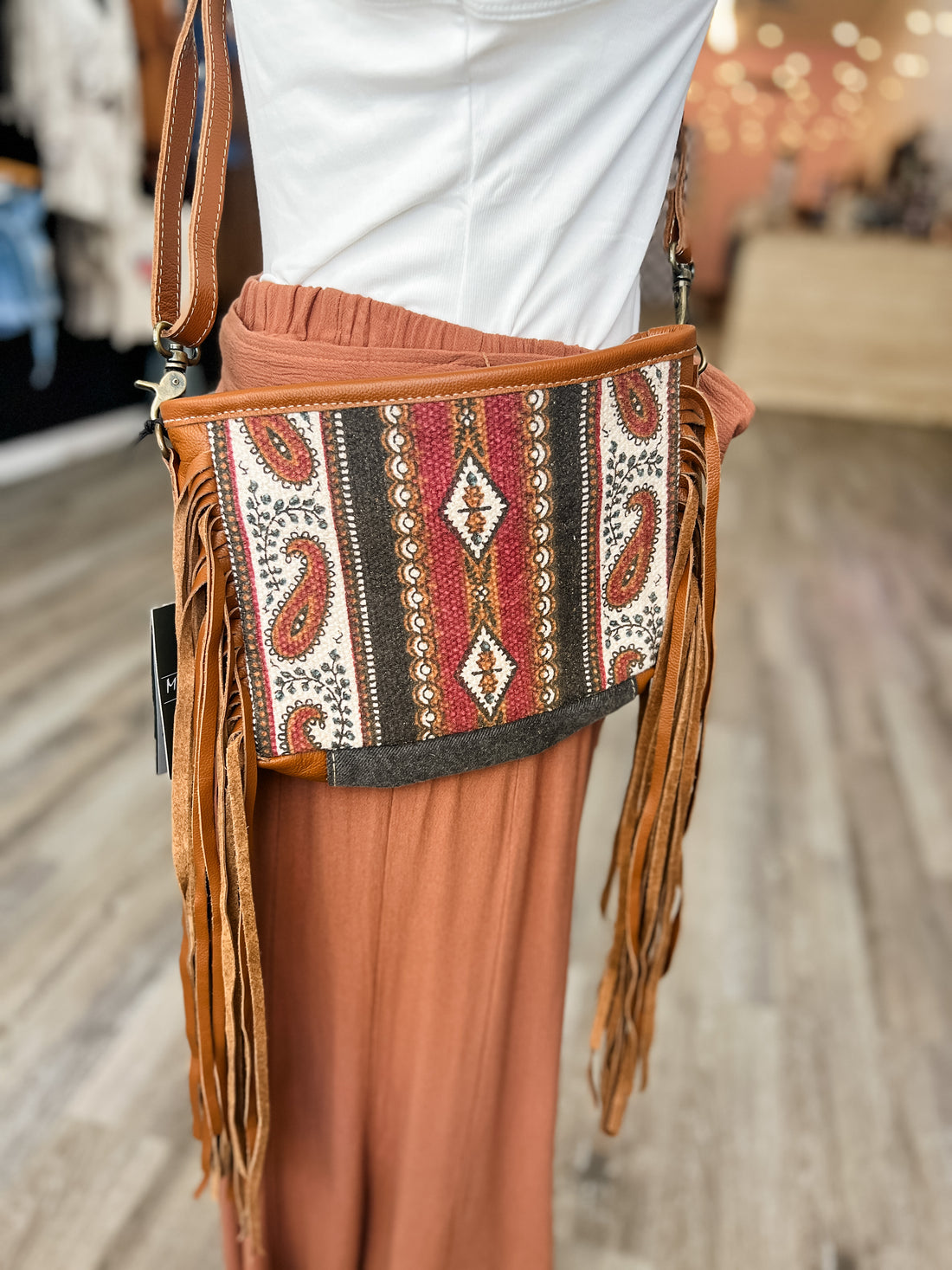 Paisley Fringe Crossbody Bag