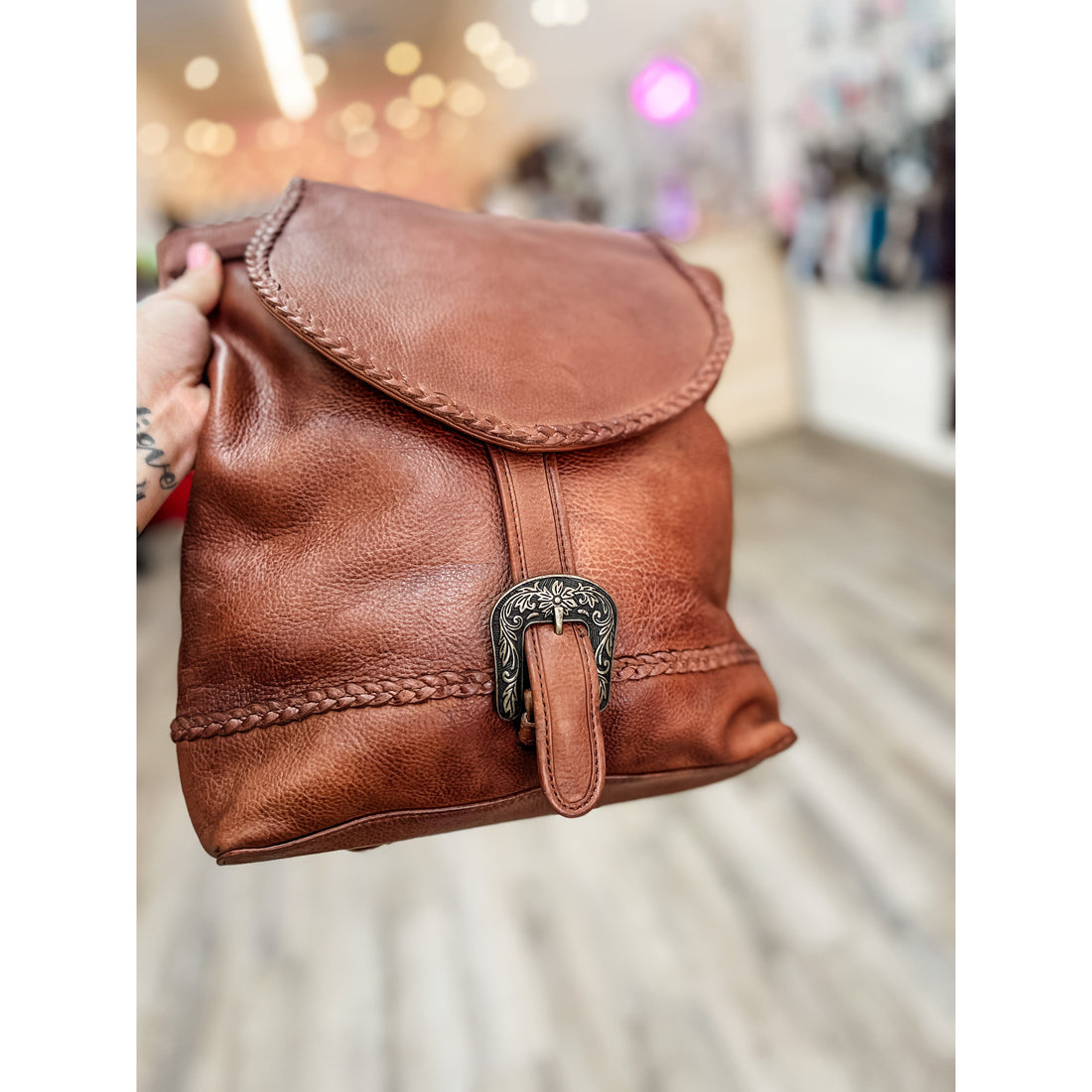 Leather Buckle Backpack