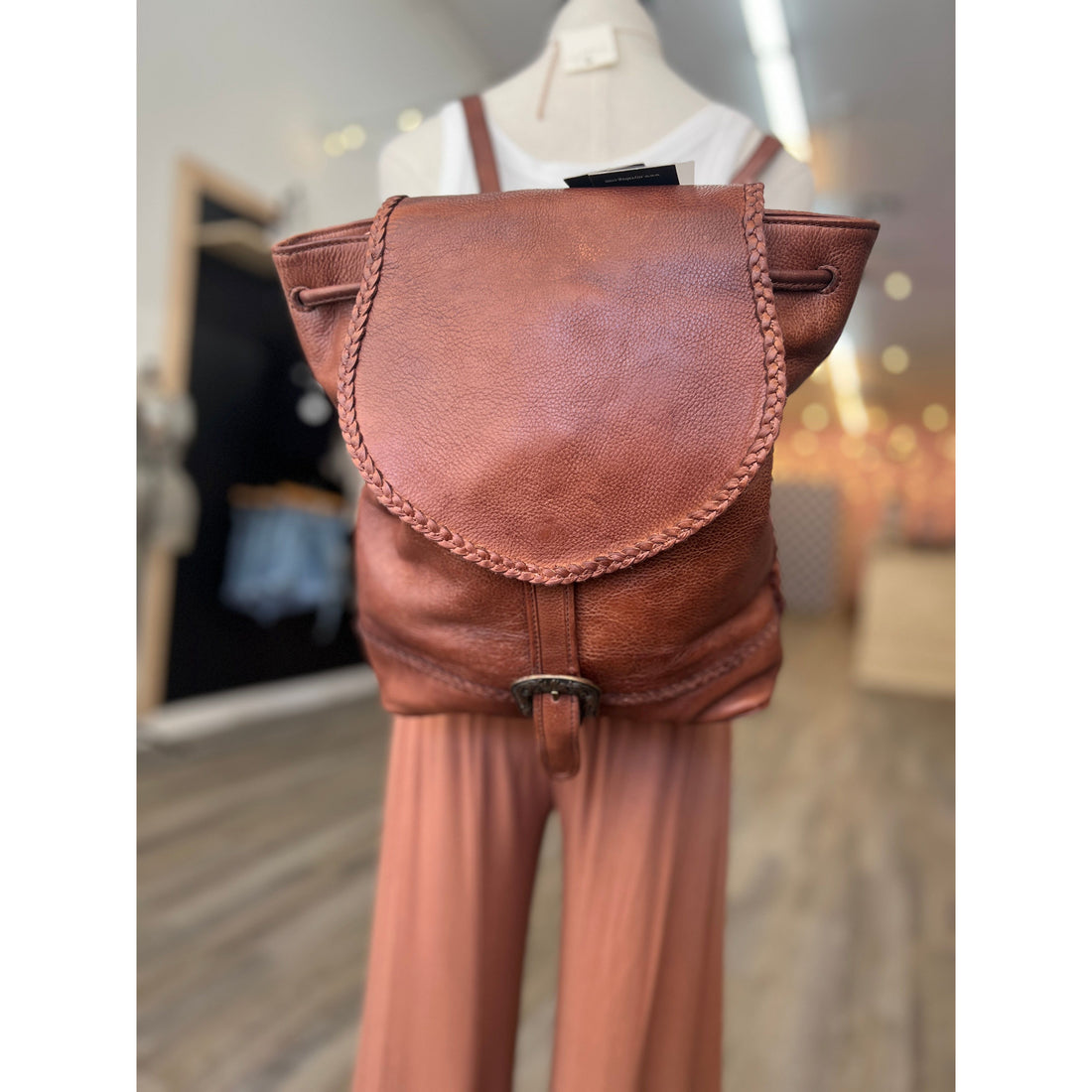 Leather Buckle Backpack