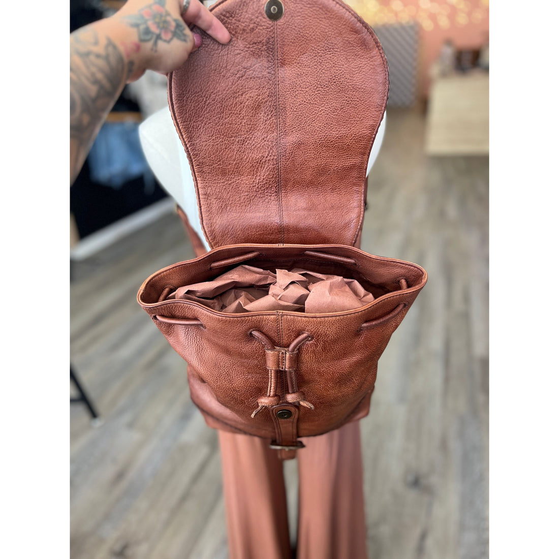 Leather Buckle Backpack