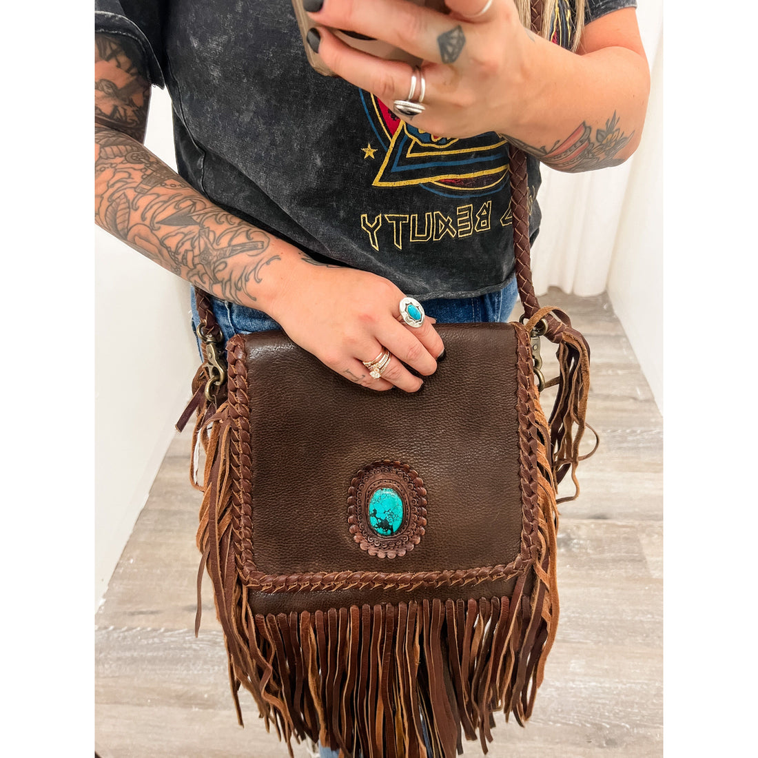 Makin Cowboys Cry Leather Crossbody Purse
