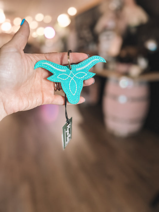 Blue Longhorn Key Fob